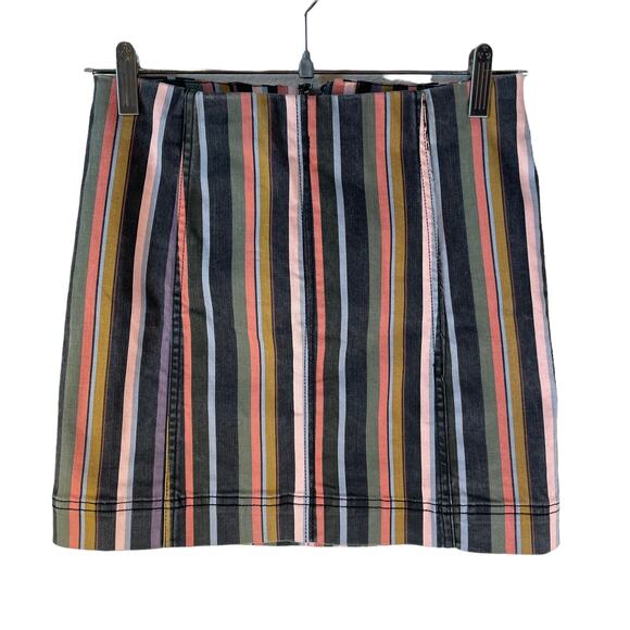 Y2K Jolt Juniors Rainbow Stripe Mini Skirt Size 3 or 26 Multicolor Indie Retro - Picture 1 of 5